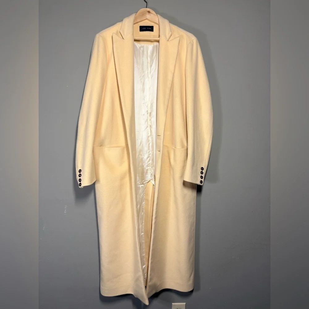 LES TIEN Black Label Cashmere Car Unisex Coat in Canary - Picture 11 of 16